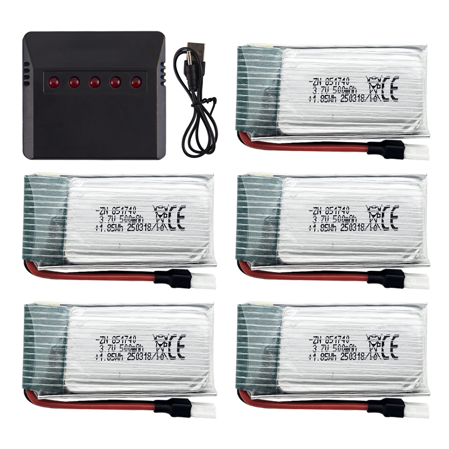 5Pcs 3.7V 500mAh LiPo Batterie - Drone Battery Adapter incelemesi ve fiyatı